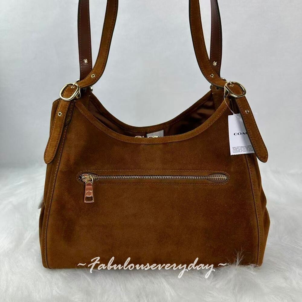 Coach Erin Shoulder Bag In Suede/Gold/Warm Brown CET41 NWT - Picture 5 of 10